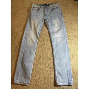 RSQ Jeans Men 30x30 London Skinny Light Blue Straight Leg Whiskered Preppy